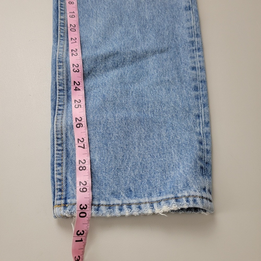Zara Jeans Womens 32 Blue Denim Button Fly Light Wash Distressed Pockets Hi Rise - Picture 8 of 12